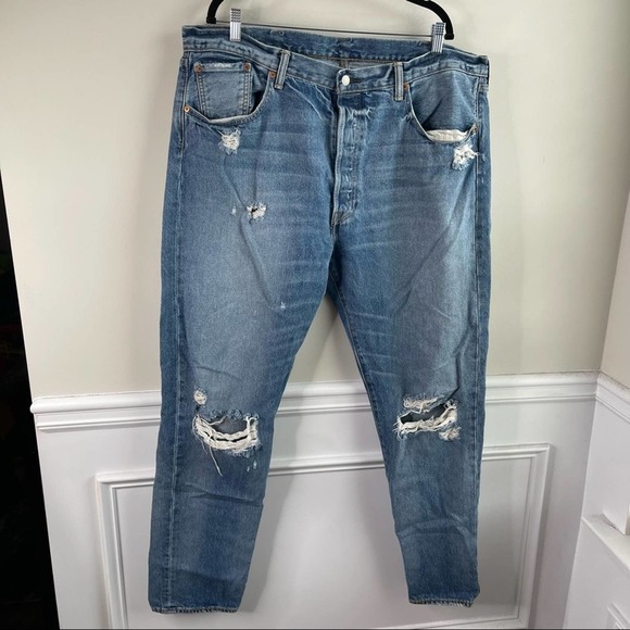 Levi’s 501 CT denim distressed taper leg jeans size‎ 40 x 32 - Picture 1 of 8